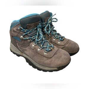Columbia Gray & Teal Lace Up Waterproof Hiking Boots Size 6.5